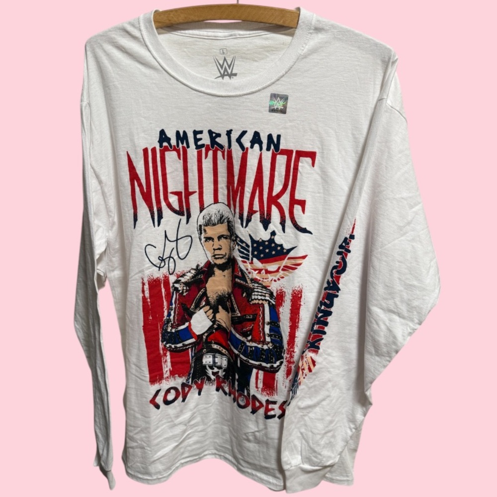 Men's Ripple Junction White Cody Rhodes American Nightmare Long Sleeve T-Shirt L